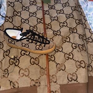 Gucci Beige and Brown Women Sneakers size 9 and jacket 2xl